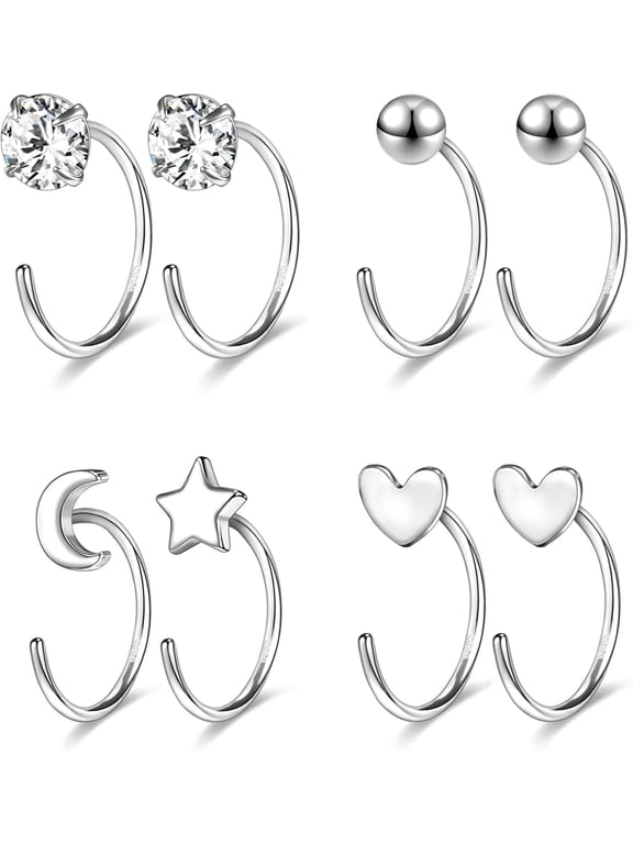 Half Hoop Earrings 925 Sterling Silver Tiny Huggie Hoop Small Comfy Half Hoop C Hoop Earrings For Women[Z8008]