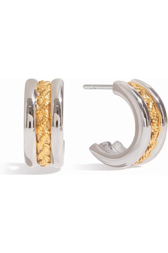 Half Hoop Earrings No Tarnish Waterproof 18K Gold Plated stainless steel Hook stud Earrings[d726]