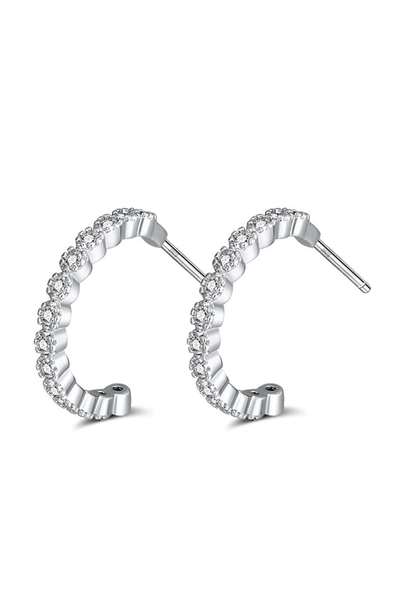 Half Hoop Earrings for Women Sterling Silver Clear Cz Ginger Lyne Collection