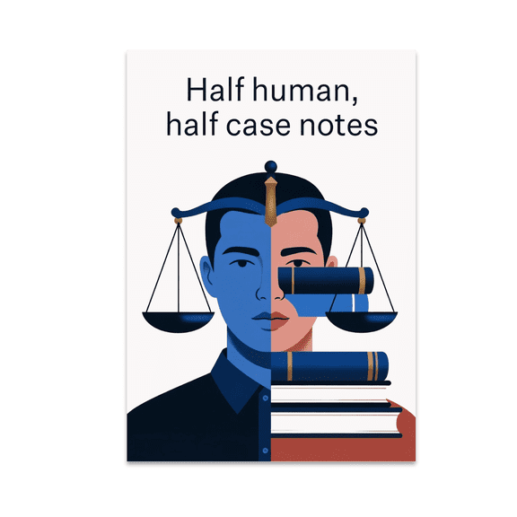 Half Human Half Case Notes Law Student Decor - Legal Humor - 13x19 Poster Print