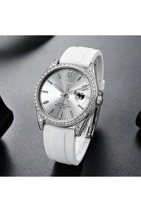 4.64CT Half Iced Out Moissanite Watch, Rubber Strap Miyota 8215 Mechanical Wristwatch,Collection of 234 D Color Moissanite Stones