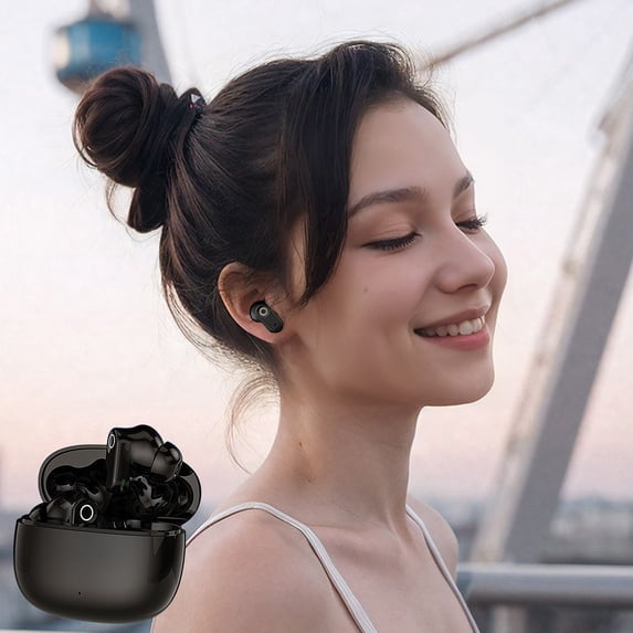 Half In-Ear Bluetooth Earbuds with Short Stems, Long Battery Life, HiFi Audio, Noise Reduction, Lightweight Comfortable Fit, Low Latency, Touch Control, Multi-Device Compatible for Daily Use