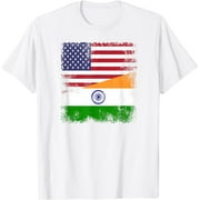 Half Indian Flag T-Shirt | Vintage India USA Gift