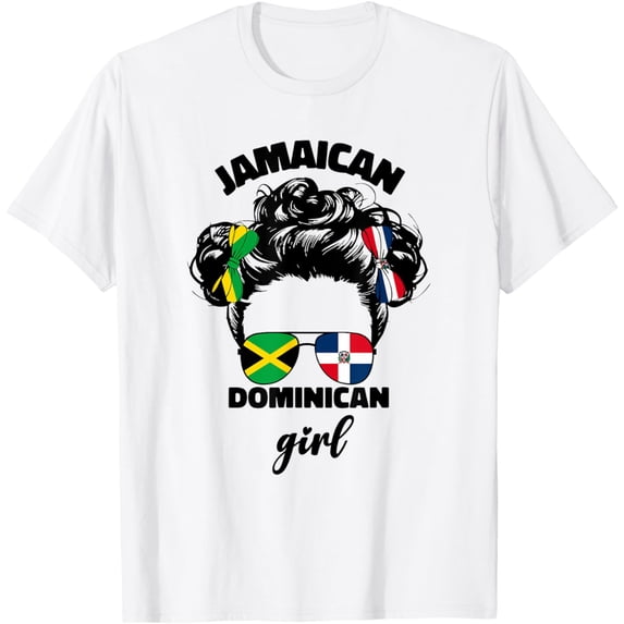 Half Jamaican And Dominican Republic Jamaica Flag Kids Girls T-Shirt mens t shirt,white,women,funny,misfits,men,journey,t-shirt