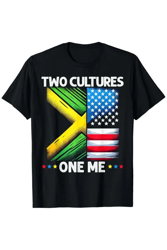 Half Jamaican Half American USA Flag Jamaica America T-Shirt
