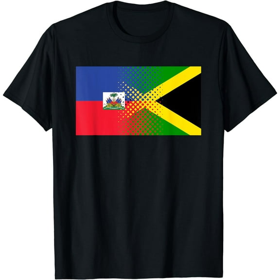 Half Jamaican Half Haitian Flag Jamaica Haiti T-Shirt