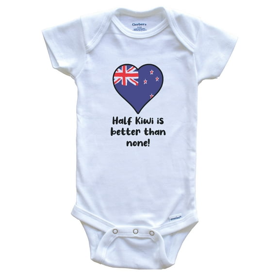 Half Kiwi Is Better Than None New Zealand Flag Heart Baby Bodysuit
