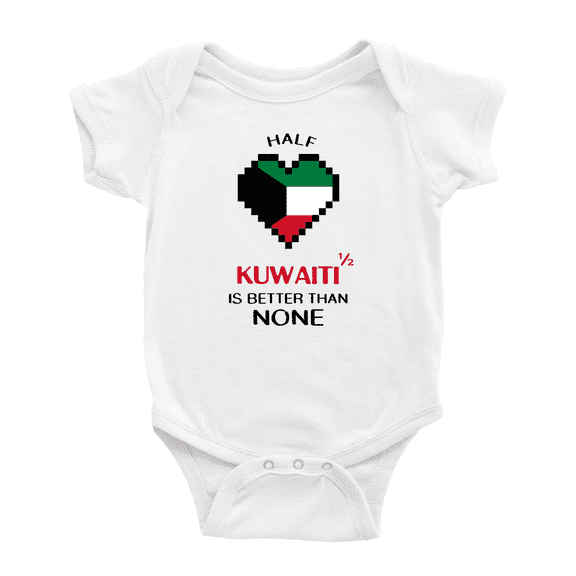 Half Kuwaiti Is Better Than None Cute Baby Romper Bodysuit For Boy Girl (White, 18-24 Months)