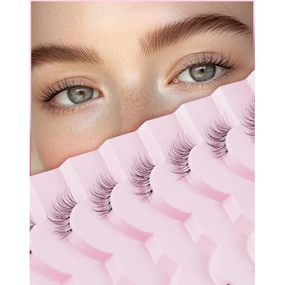 Half Lashes 13MM Eyelashes Wispy C Curl Corner Lashes Pack Clear Band False Eyelashes Look Soft Lash Strips 7 Pair Half Eyelash
