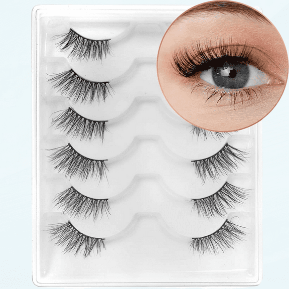 Half Lashes Mink False eyelashes Natural Lashes 6 Pairs Accent Fake Lashes Wispy Light Volume Reusable Lashes Pack 2P