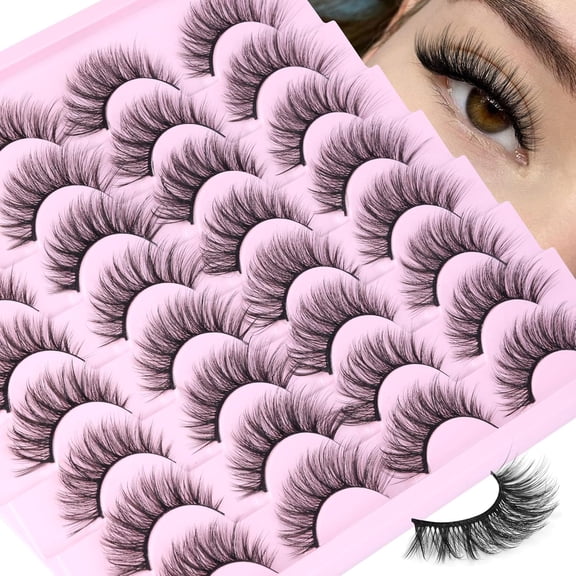 Half Lashes Natural Eyelashes with Glue Cat Eye Lashes Natural Look False Eyelashes with Lash Glue Pestañas Postizas Naturales Half Eyelashes Kit with Clear Eyelash Glue 16 Pairs