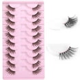 thumbnail image 1 of Half Lashes Natural Look Wispy 10 Pairs Cat Eye Lashes 3D False Eyelashes Full Soft 15 MM Short Faux Mink Lashes Sets Pack, 1 of 17