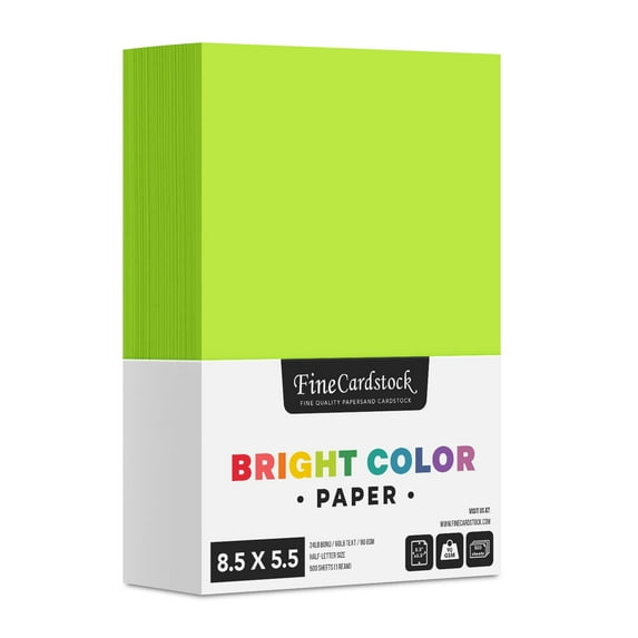 Half Letter Size, 8.5 x 5.5" Premium Color Regular Paper, 500 Sheets Per Pack | Perfect for School Supplies, Holiday crafting, Arts and Crafts | Acid & Lignin Free | Light Green