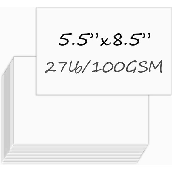 Half Letter Size Paper, 5.5"x8.5, 100gsm, White, 300 Sheets