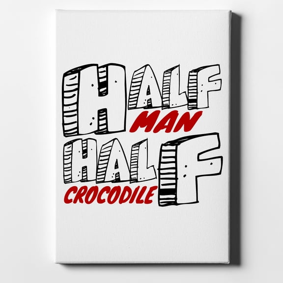 Half Man Half Crocodile - 11" x 14" - Decorative Canvas Wall Art - White Edge - 5/8" Gallery Wrapped