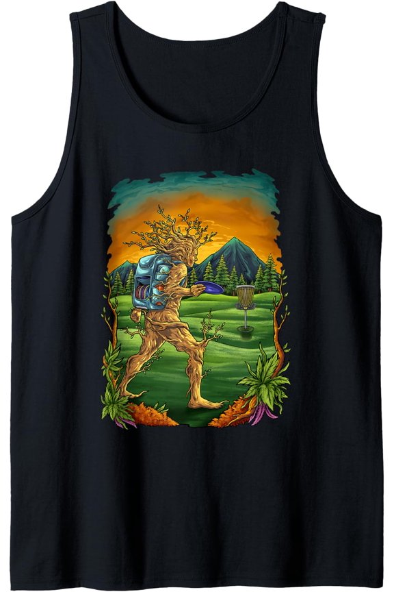 Half Man Half-Tree With Disc Golf Backpack In Nature Tank Top Size S-3XL
