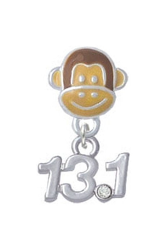 Half Marathon - 13.1 with Clear Crystal - Monkey Face Charm Bead