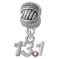 thumbnail image 1 of Half Marathon - 13.1 with Pink Crystal - Large Rope with Cross Beads Charm Bead, 1 of 1