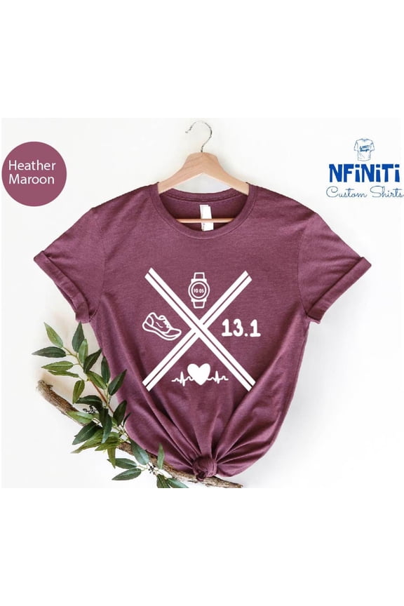 Half Marathon Running Shirt: 13.1 Heartbeat Runner Gift All Size S-5Xl