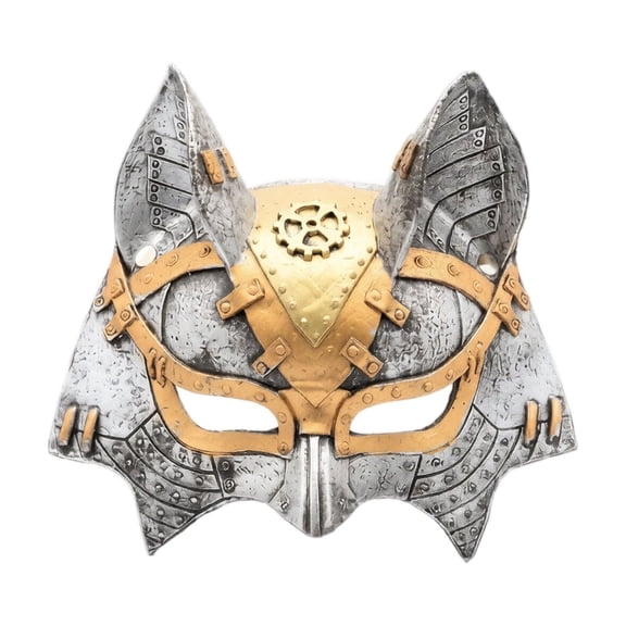 Half Mask, Steampunk Fox Mask, Gold Masquerade Mask, Unique Halloween Mask, 10X9 Inch Resin Gothic Punk Animal Face Cover for Halloween Party Carnival Masquerade Dress Up,
