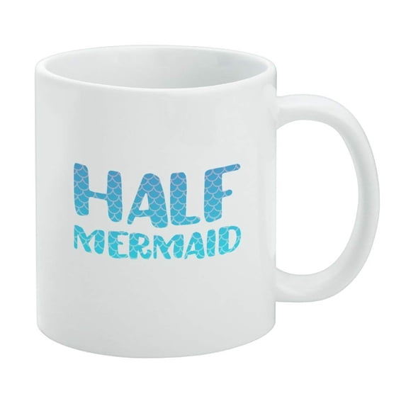 Half Mermaid With Blue Scales White Mug