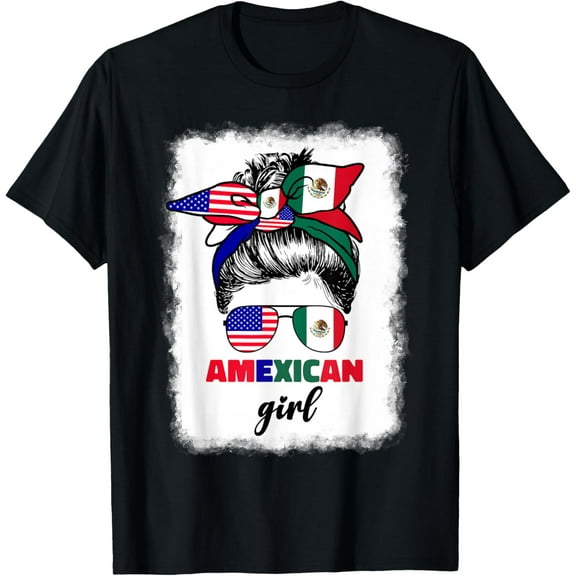 Half Mexican And American Mexico America Flag Girl Pun Quote T-Shirt100% pure cotton