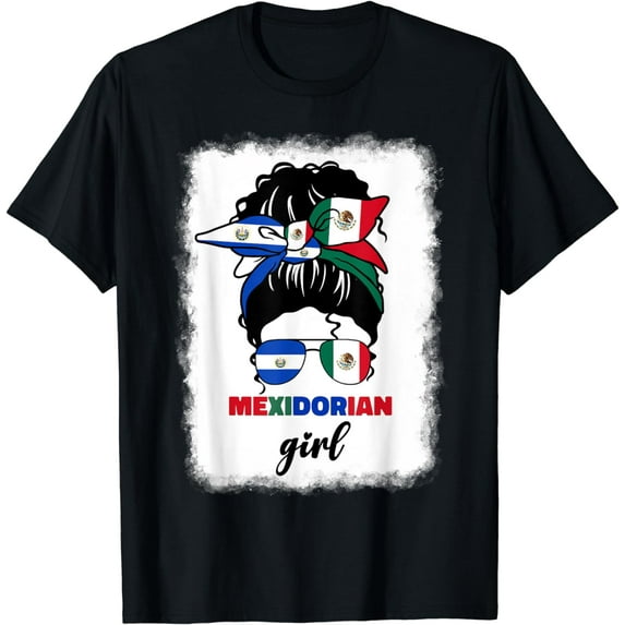 Half Mexican And Salvadorian Mexico El Salvador Flag Girl T-Shirt