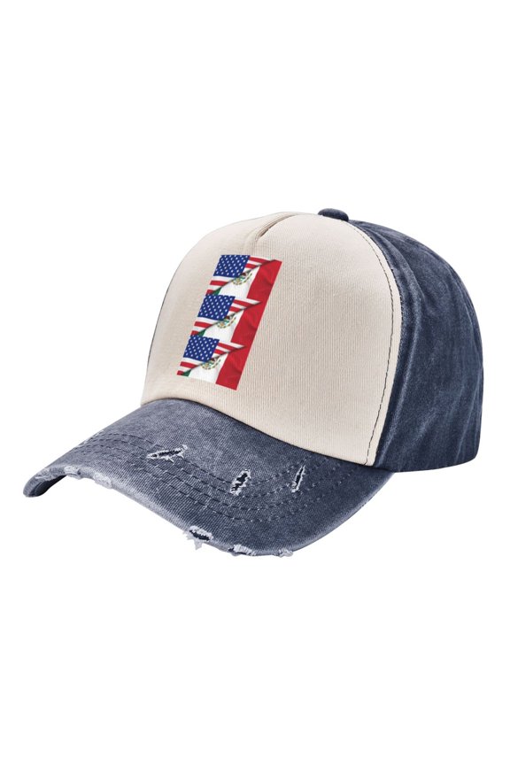 Half Mexican Half America Distressed Baseball Cap Dad Hats for Men Women Vintage Trucker Hat Low Profile Ball Caps