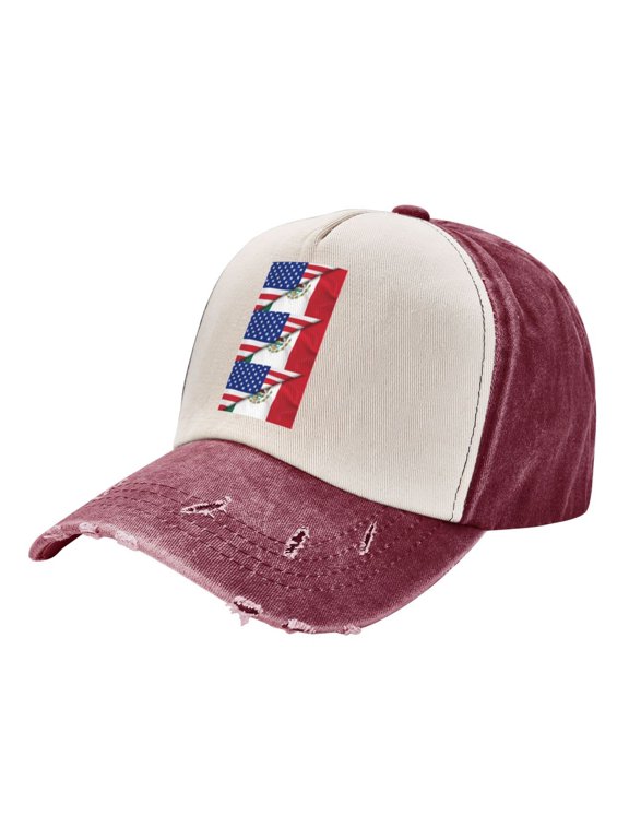Half Mexican Half America Distressed Baseball Cap Dad Hats for Men Women Vintage Trucker Hat Low Profile Ball Caps