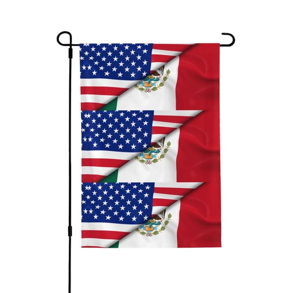 Half Mexican Half America Garden Flag 28x40 Double Sided Large Stained House Yard Flag For Outside Porch Lawn Decor