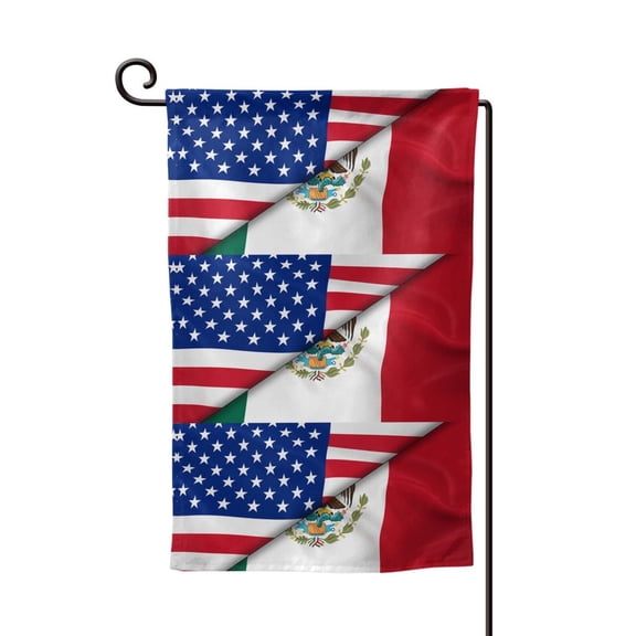 Half Mexican Half America Garden Flag Vertical Double Sided Yard Outdoor Decoration 12.5 x 18 Inch Square