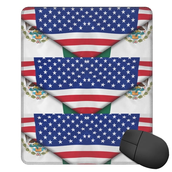Half Mexican Half America Square Mousepad With Stitched Edges Mouse Mat For Gaming Office Laptop Computer Men Women 11.8"X19.8"