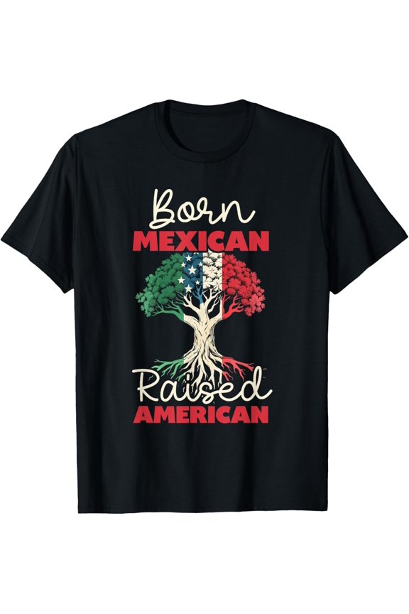 Half Mexican Half American USA Flag Mexican American T-Shirt