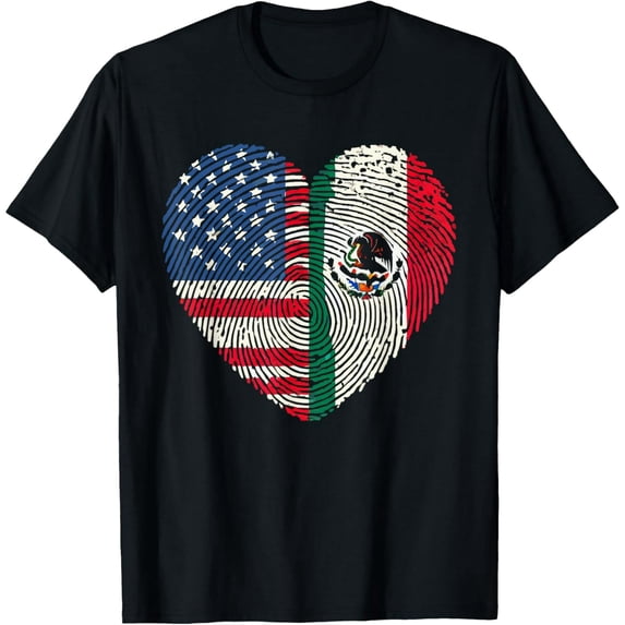 Half Mexican Half American USA Flag Mexico America T-Shirt100% cotton short-sleeved shirt for both men and women