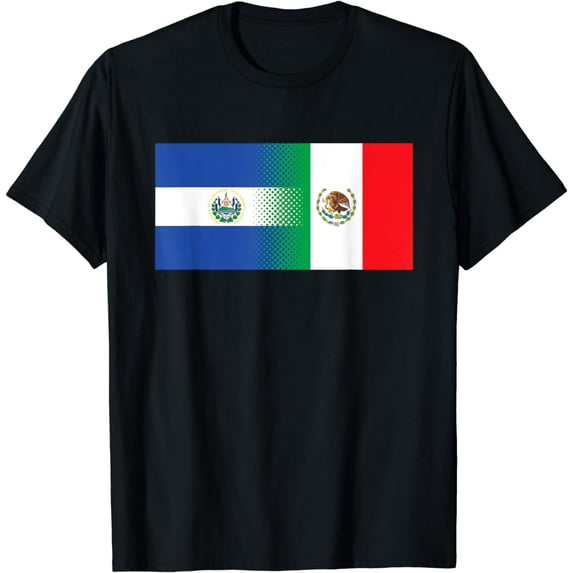 Half Mexican Half Salvadorian Flag Mexico El Salvador T-Shirt
