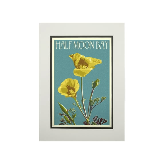 Half Moon Bay, California, Poppy, Letterpress, Lantern Press Artwork