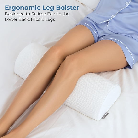 Half Moon Bolster Semi-Roll Pillow and Seat Cushion for Desk Chair, Bundle