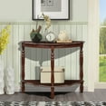 thumbnail image 1 of Half Moon Console Table, 2 Tier End Table with Cloud Design Top and Open Shelf, 42'' Retro Semi Circle Entryway Table with Wood Frame and Legs for Living Room, Hallway, 1 of 9