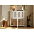 thumbnail image 1 of Half-Moon Console Tables for Entryway, Wood Sofa Table with Storage, Modern Fluted Entry Table, Semi-Circle Entryway Table with Glass Doors, Gold Knobs for Hallway & Living Room(White), 1 of 7