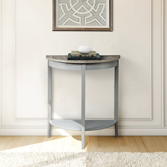 Half - Moon Design Synthetic Wood Table - Adds Unique Silhouette to Spaces