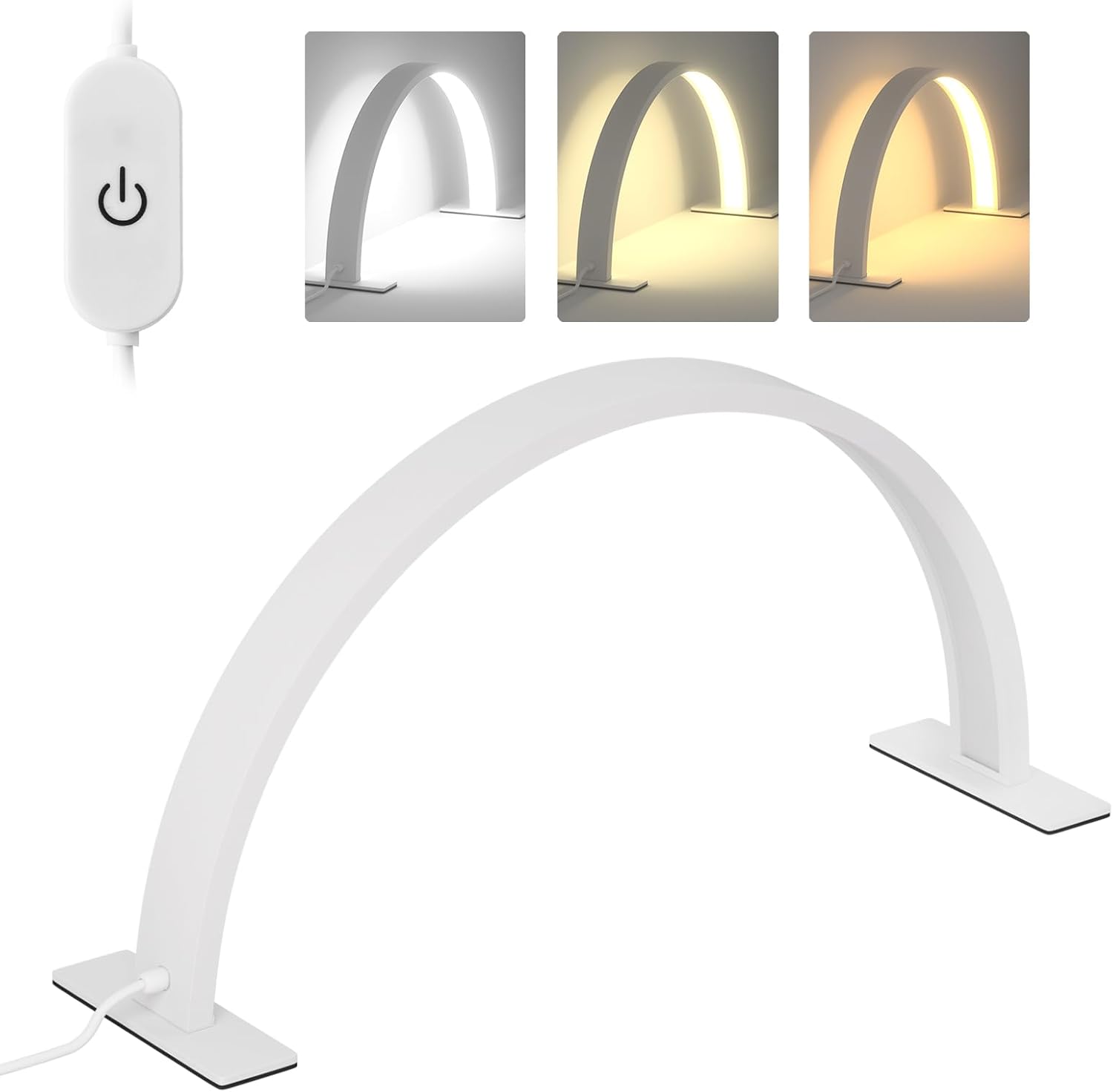 , Half Moon Desk Lamp for Lash Eyelash Extensions, Manicure, Tattoo, Eyebrows, Adjustable Brightness 3 Color Temperature 3000k‑6500k