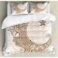 thumbnail image 1 of Ambesonne Half Moon Duvet Cover Set, Mystic Oriental Paisley, King, Pale Peach and Chocolate, 1 of 3