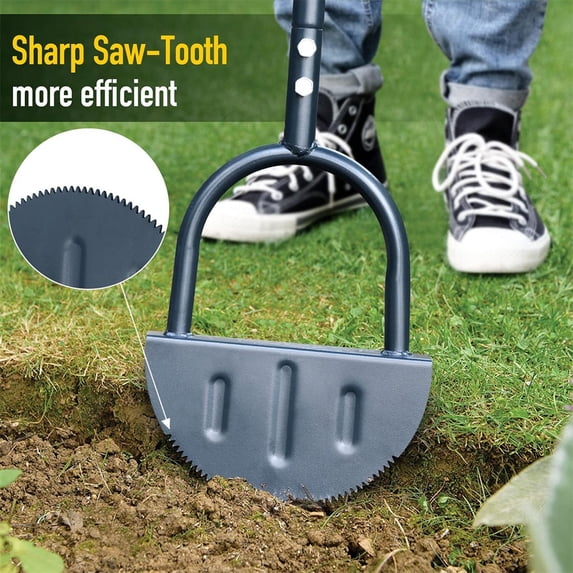 Half Moon Edger Tool with Serrated for Precise and Garden Border Trimming