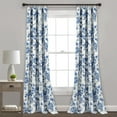 thumbnail image 1 of Half Moon Ivana Floral Room Darkening Window Curtain Panels White/Navy 52x84 Set, 1 of 10