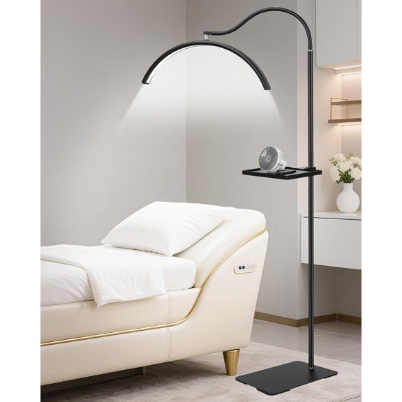 Half Moon Lash Light with Tool Tray for Eyelash Extensions & Estheticians, Dimmable LED Lash Lamp with Flexible Gooseneck, Shadow-Free Moon Light for Lash Tech, Tattoo, SPA, Eyelash Lamp (BLack)