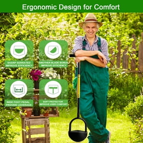 Half Moon Lawn Edger Manual Tool with Replaceable Blade, Soft Grip Handle, for Grass Borders Sidewalks Driveways Gardens