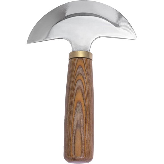 Half-Moon Leather Craft Knife, High-Carbon Steel Round Head Cutter with Ergonomic Wooden Handle for Leather Trimming & Skiving