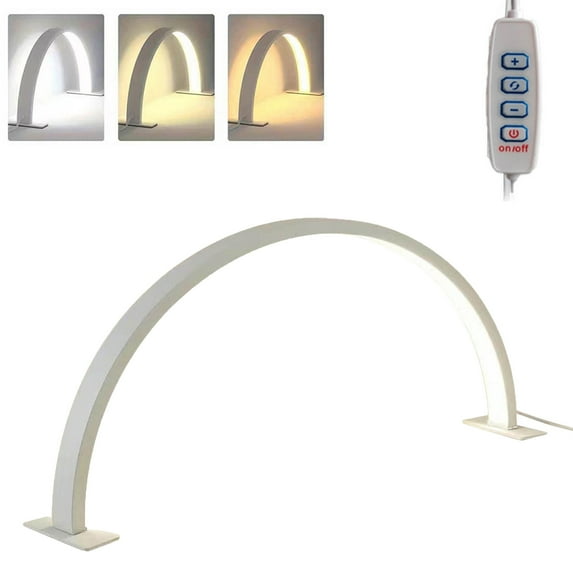 Half Moon Light for Nail Desk, 15.6inch Nail Desk Lamp, Nail Desk for Nail Tech, Makeup Desks Lamps, USB Rechargeable Desks LED Lights for Beauty Eyelash Crafts Reading Spa (Pink)