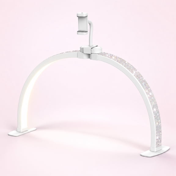 Half Moon Light for Nail Desk: 29" Foldable Half Moon Desk Lamp with Phone Holder for Beginner - Arch Nail Tech Light with 3 Color Modes & 10 Brightness for Manicure Salon (Diamond, Large)