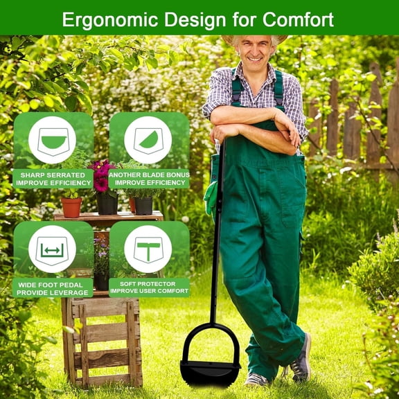 Half Moon Manual Lawn Edger 41" with Replacement Blade Hand Lawn Edger Tool for Sidewalks, Driveways, Patios, Garden Borders & Flower Beds